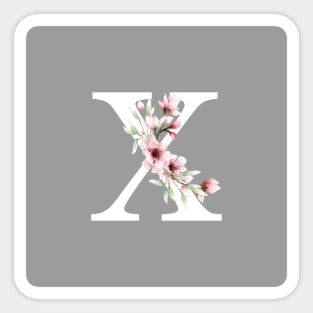 Letter X Monogram With Cherry Blossoms Sticker